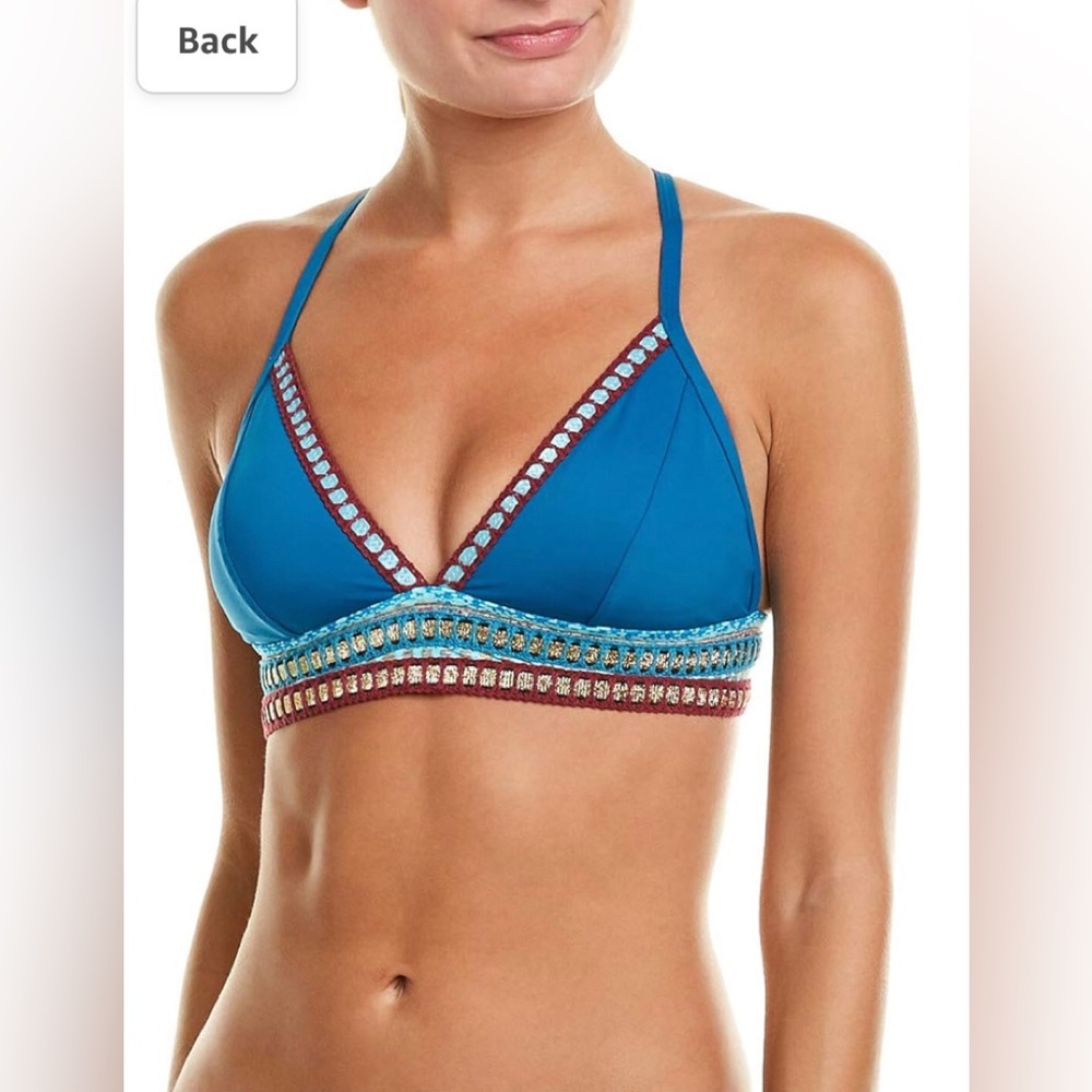 La Blanca Running Stitch Embroidered Bikini Top